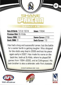 2007 Select AFL Supreme #51 Shane Wakelin Back
